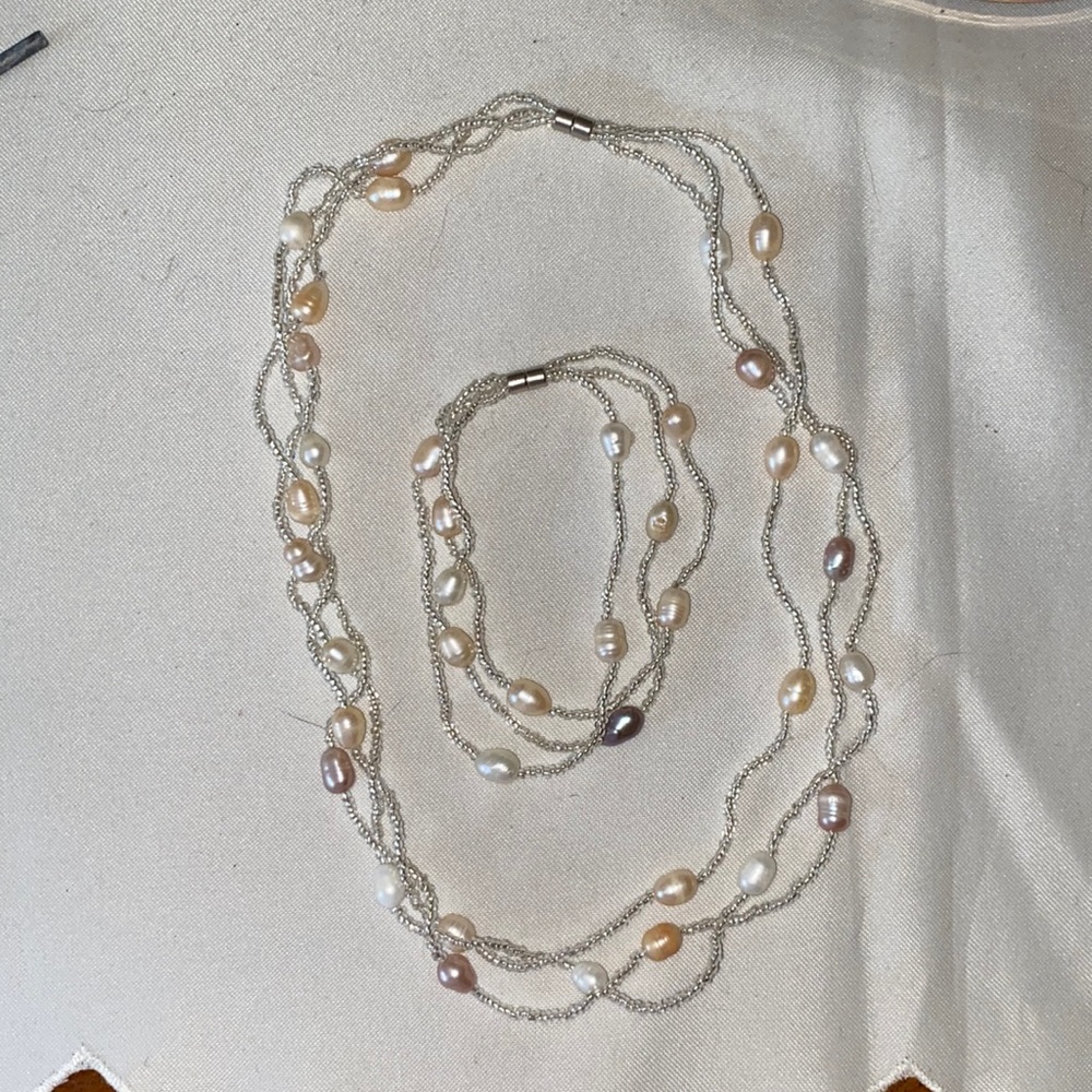 Baroque Pearl Necklace and Bracelet Set